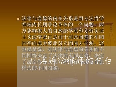 1名诉讼律师的自白 1名诉讼律师的自白