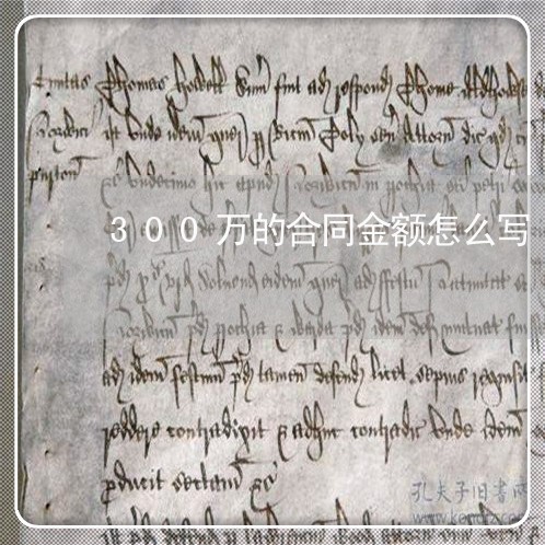 300万的合同金额怎么写