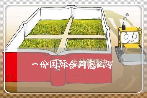 一份国际合同怎么写/2023022765362