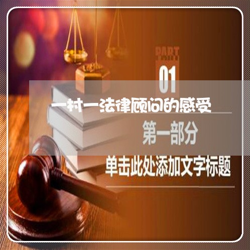 一村一法律顾问的感受 一村一法律顾问的感受