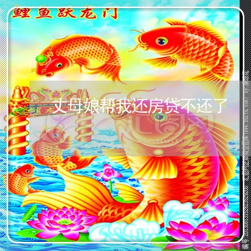 丈母娘帮我还房贷不还了/2023041995027