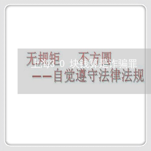 上海30块钱算是诈骗罪/2023030160470 上海30块钱算是诈骗罪/2023030160470
