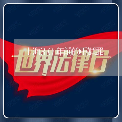 上海30年前的重婚罪/2023021427259 上海30年前的重婚罪/2023021427259
