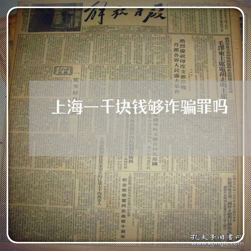 上海一千块钱够诈骗罪吗/2023030141818 上海一千块钱够诈骗罪吗/2023030141818