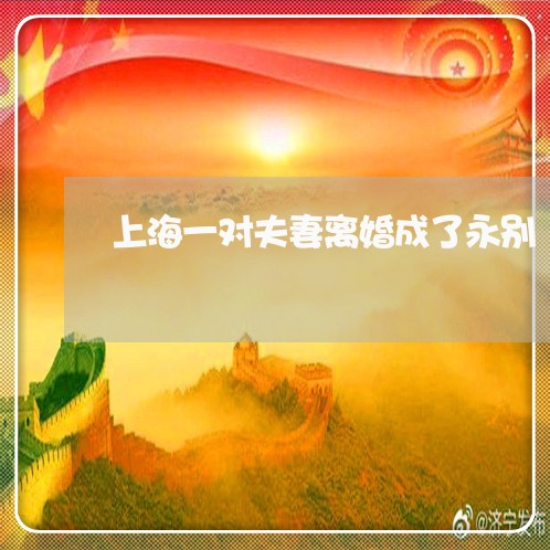 上海一对夫妻离婚成了永别/2023032029692
