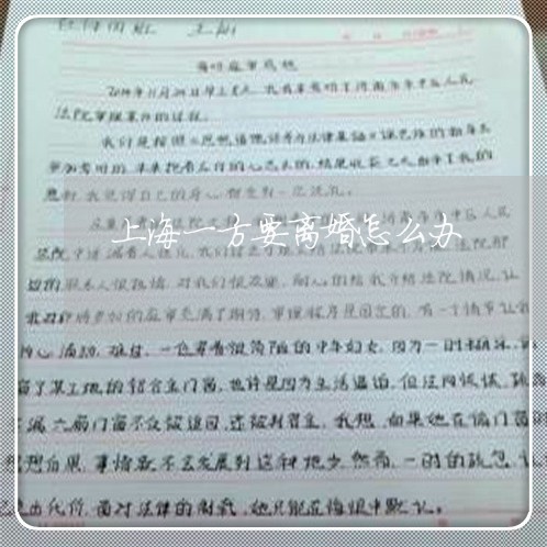 上海一方要离婚怎么办/2023021411725 上海一方要离婚怎么办/2023021411725