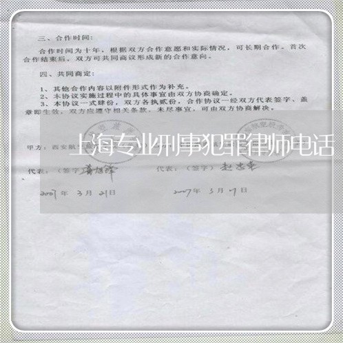 上海专业刑事犯罪律师电话/2023032182814