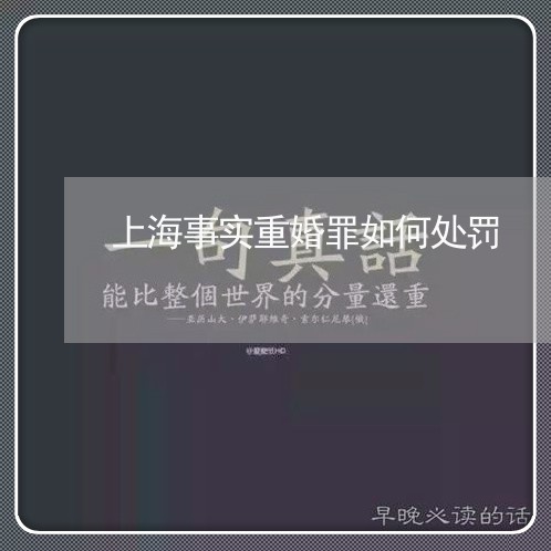 上海事实重婚罪如何处罚/2023042304838