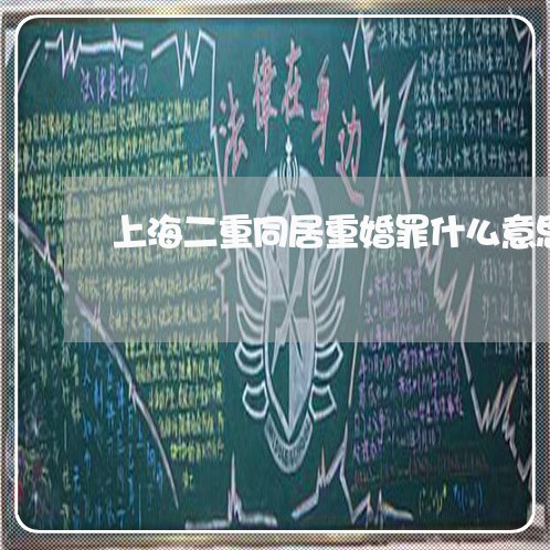 上海二重同居重婚罪什么意思/2023040129582