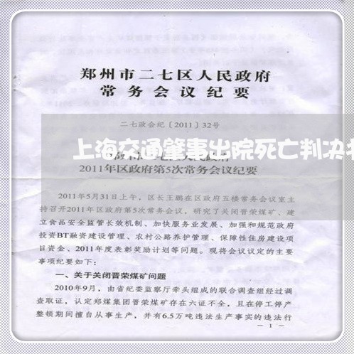 上海交通肇事出院死亡判决书/2023033102937