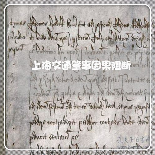上海交通肇事因果阻断/2023021281626 上海交通肇事因果阻断/2023021281626