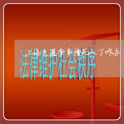 上海交通肇事撞死人了咋办/2023031869280 上海交通肇事撞死人了咋办/2023031869280