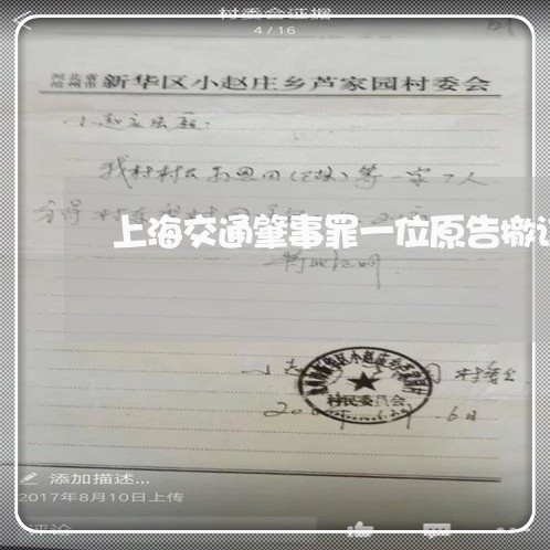 上海交通肇事罪一位原告撤诉/2023033176041