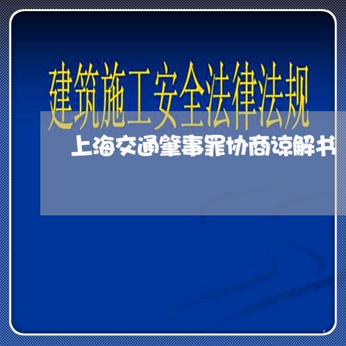 上海交通肇事罪协商谅解书/2023031771514 上海交通肇事罪协商谅解书/2023031771514