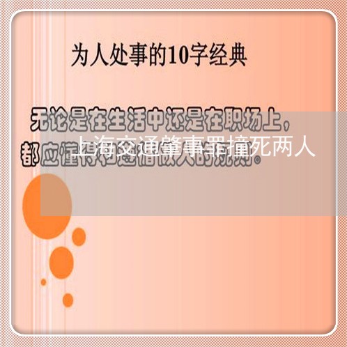 上海交通肇事罪撞死两人/2023042107150