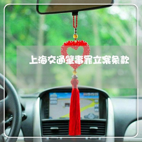 上海交通肇事罪立案条款/2023022868502 上海交通肇事罪立案条款/2023022868502
