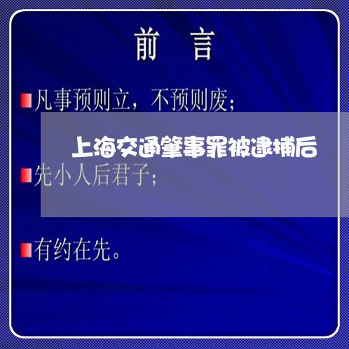 上海交通肇事罪被逮捕后/2023042125927