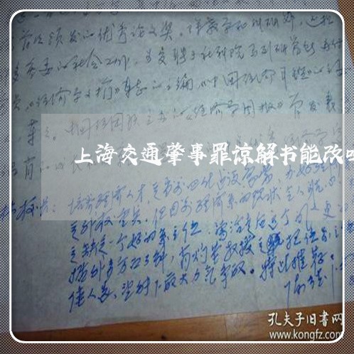上海交通肇事罪谅解书能改吗/2023033094848 上海交通肇事罪谅解书能改吗/2023033094848