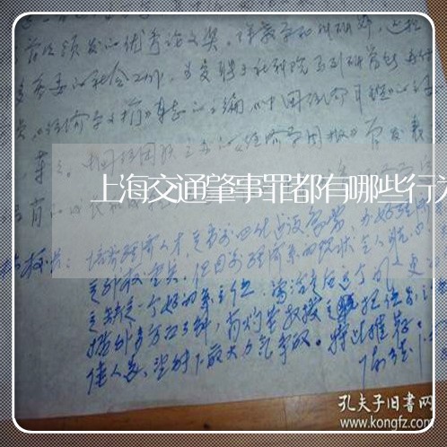 上海交通肇事罪都有哪些行为/2023033049260