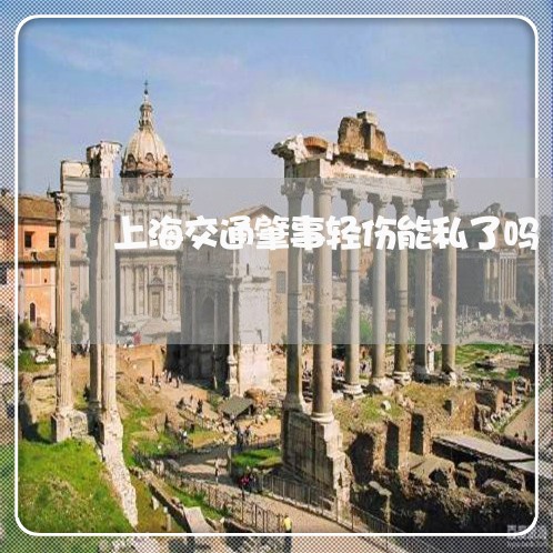 上海交通肇事轻伤能私了吗/2023031830460 上海交通肇事轻伤能私了吗/2023031830460