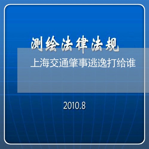 上海交通肇事逃逸打给谁/2023042134848