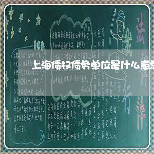 上海债权债务单位是什么意思/2023032984817 上海债权债务单位是什么意思/2023032984817