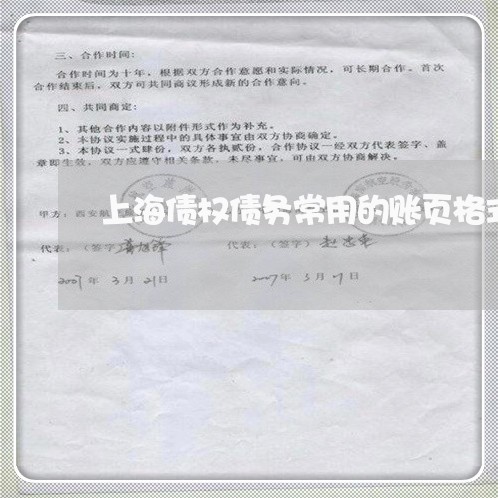 上海债权债务常用的账页格式/2023032917059