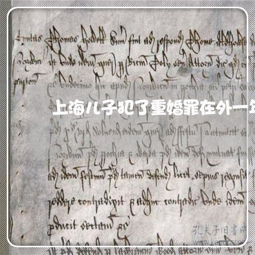 上海儿子犯了重婚罪在外一年/2023033026048 上海儿子犯了重婚罪在外一年/2023033026048