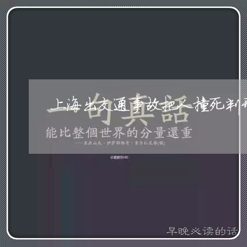 上海出交通事故把人撞死判刑吗/2023060340604 上海出交通事故把人撞死判刑吗/2023060340604