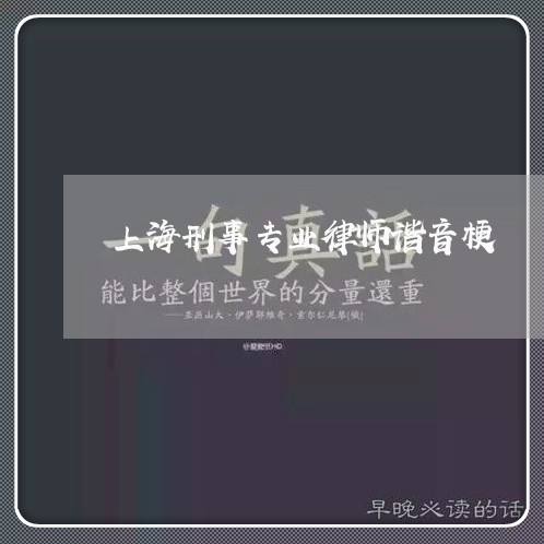 上海刑事专业律师谐音梗/2023022745927