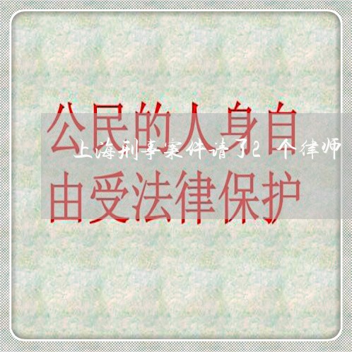 上海刑事案件请了2个律师/2023031661805 上海刑事案件请了2个律师/2023031661805