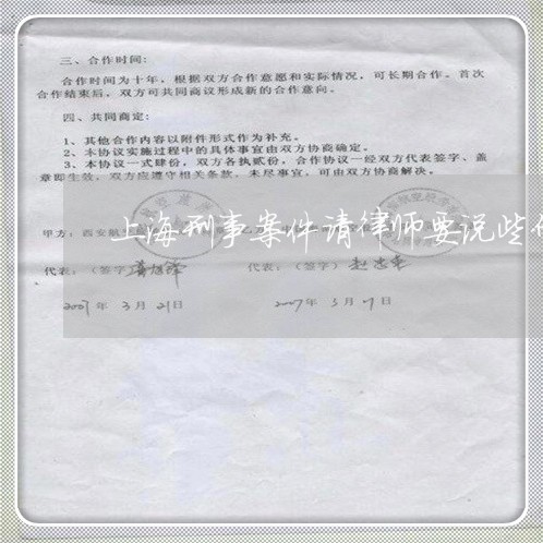 上海刑事案件请律师要说些什么/2023060304058 上海刑事案件请律师要说些什么/2023060304058