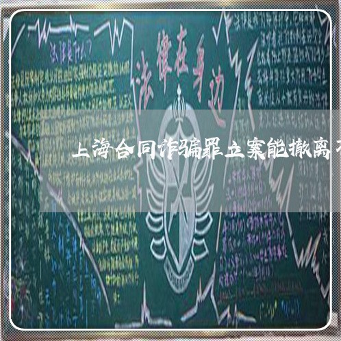上海合同诈骗罪立案能撤离不/2023032993714 上海合同诈骗罪立案能撤离不/2023032993714
