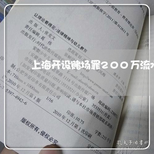 上海开设赌场罪200万流水/2023032718171 上海开设赌场罪200万流水/2023032718171