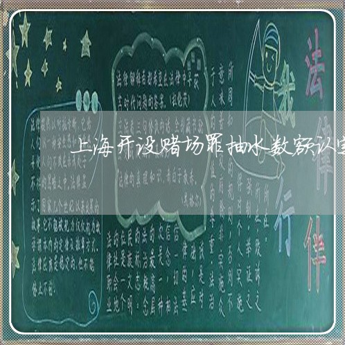 上海开设赌场罪抽水数额认定/2023032715826 上海开设赌场罪抽水数额认定/2023032715826