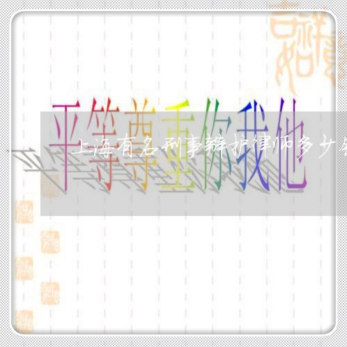上海有名刑事辩护律师多少钱/2023032659470