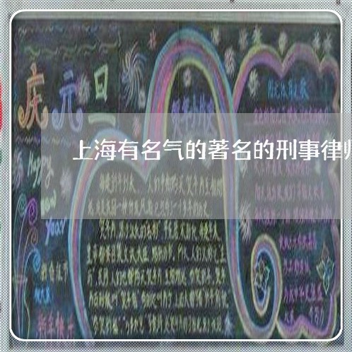 上海有名气的著名的刑事律师/2023032670483