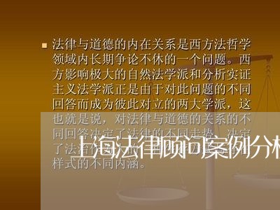 上海法律顾问案例分析 上海法律顾问案例分析