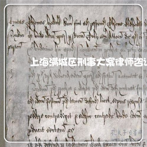 上海满城区刑事大案律师咨询/2023032460490