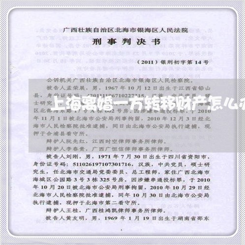 上海离婚一方转移财产怎么办/2023032436128