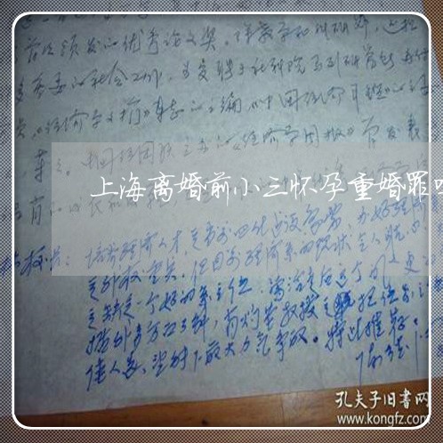 上海离婚前小三怀孕重婚罪吗/2023032460392 上海离婚前小三怀孕重婚罪吗/2023032460392