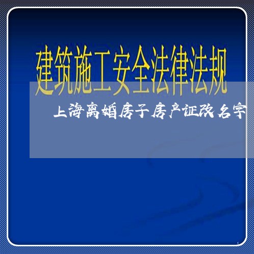 上海离婚房子房产证改名字/2023032150896