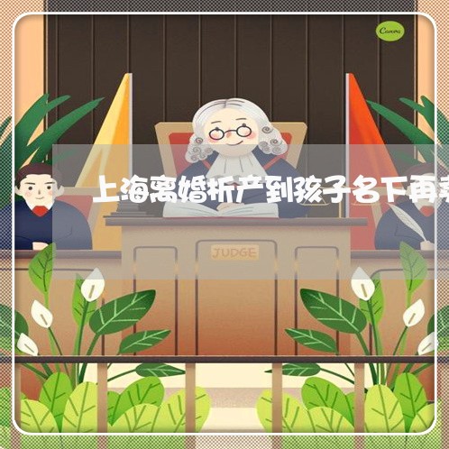 上海离婚析产到孩子名下再卖/2023032415168 上海离婚析产到孩子名下再卖/2023032415168