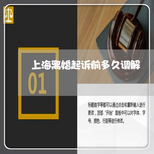 上海离婚起诉前多久调解/2023041262613