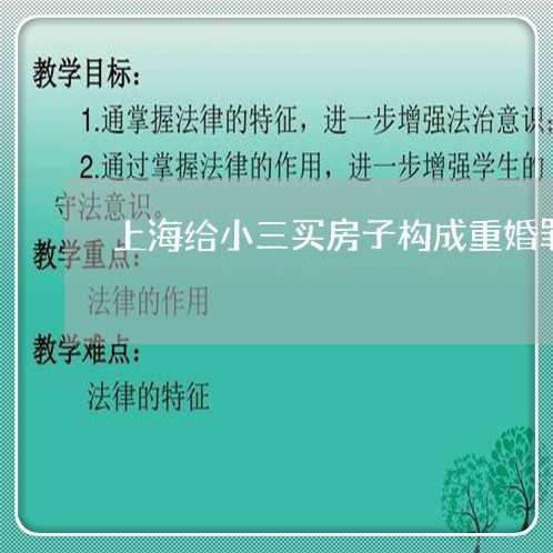 上海给小三买房子构成重婚罪/2023032367169 上海给小三买房子构成重婚罪/2023032367169
