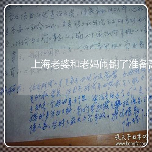 上海老婆和老妈闹翻了准备离婚/2023042041804