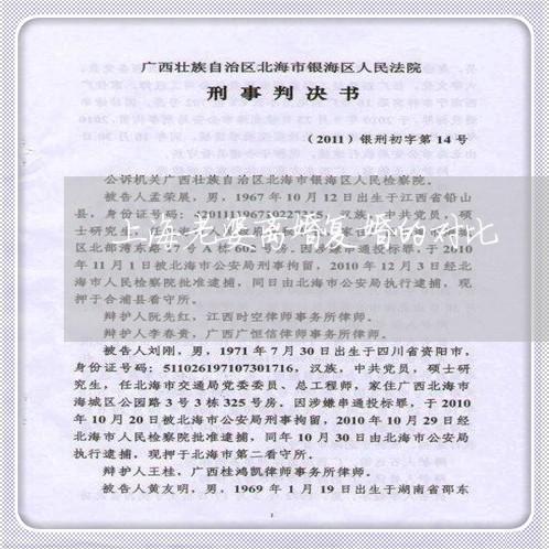 上海老婆离婚复婚的对比/2023041139278 上海老婆离婚复婚的对比/2023041139278