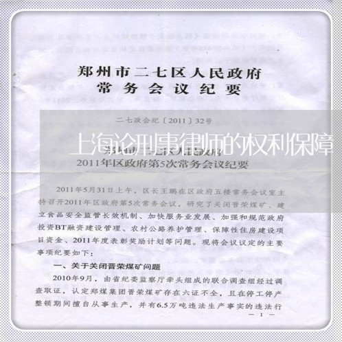 上海论刑事律师的权利保障/2023031930593