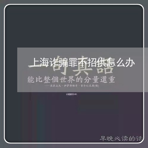 上海诈骗罪不招供怎么办/2023041187269