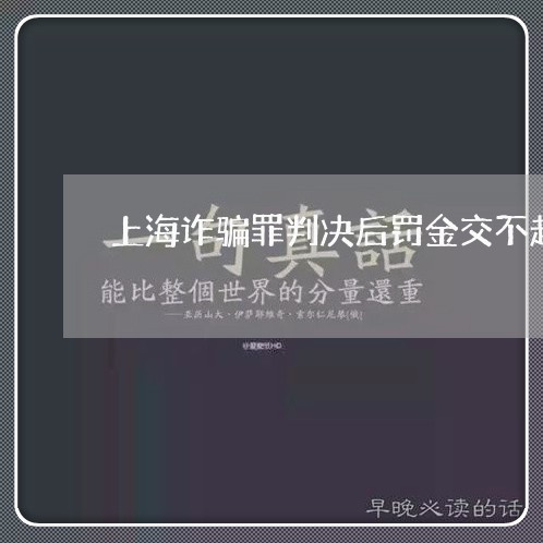 上海诈骗罪判决后罚金交不起/2023032380514 上海诈骗罪判决后罚金交不起/2023032380514